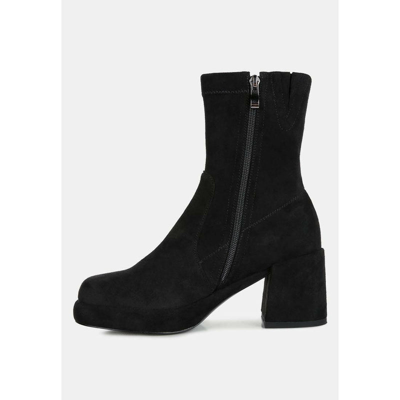 Two-Cubes Suede Platform Ankle Boots |  quirkitrendz.