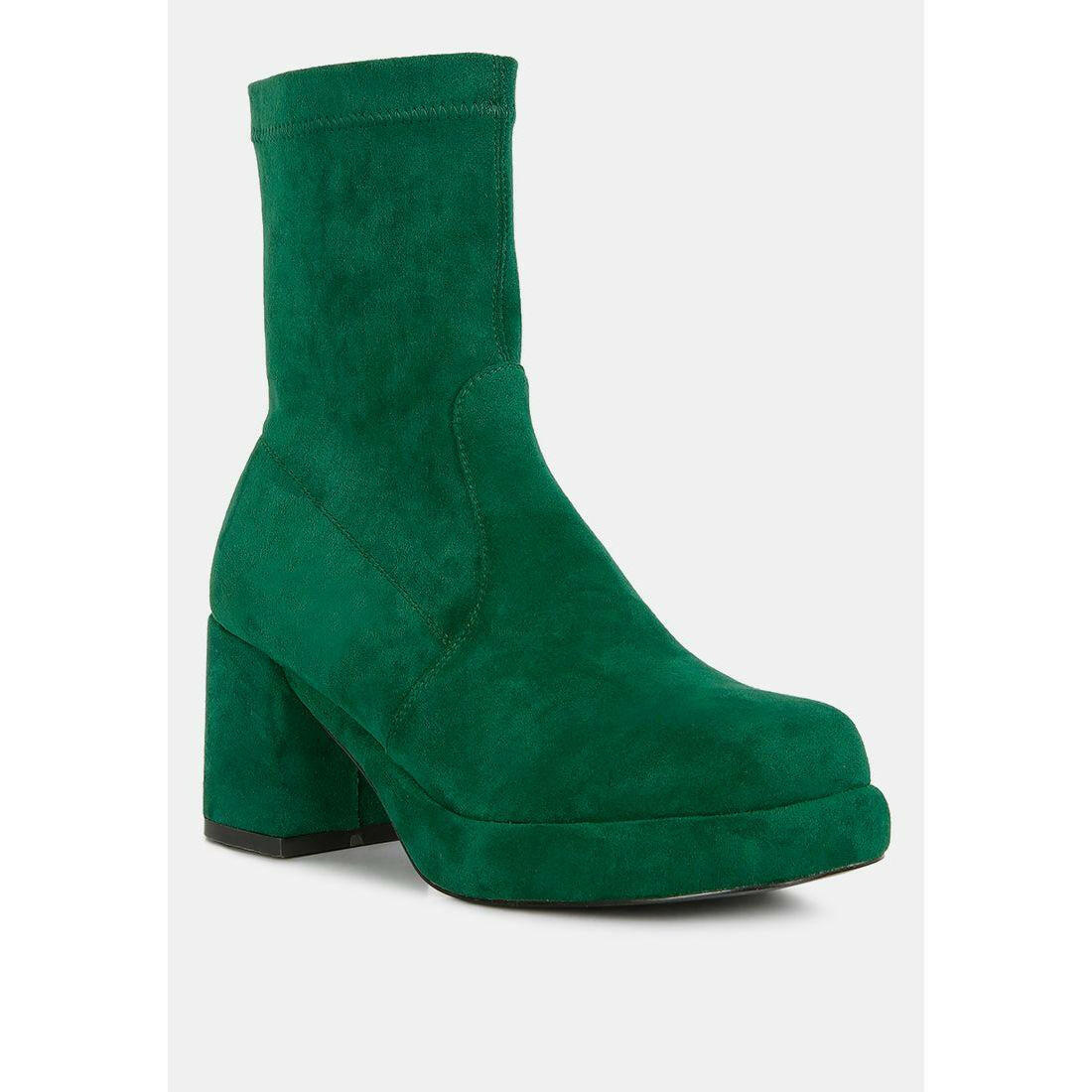 Two-Cubes Suede Platform Ankle Boots.