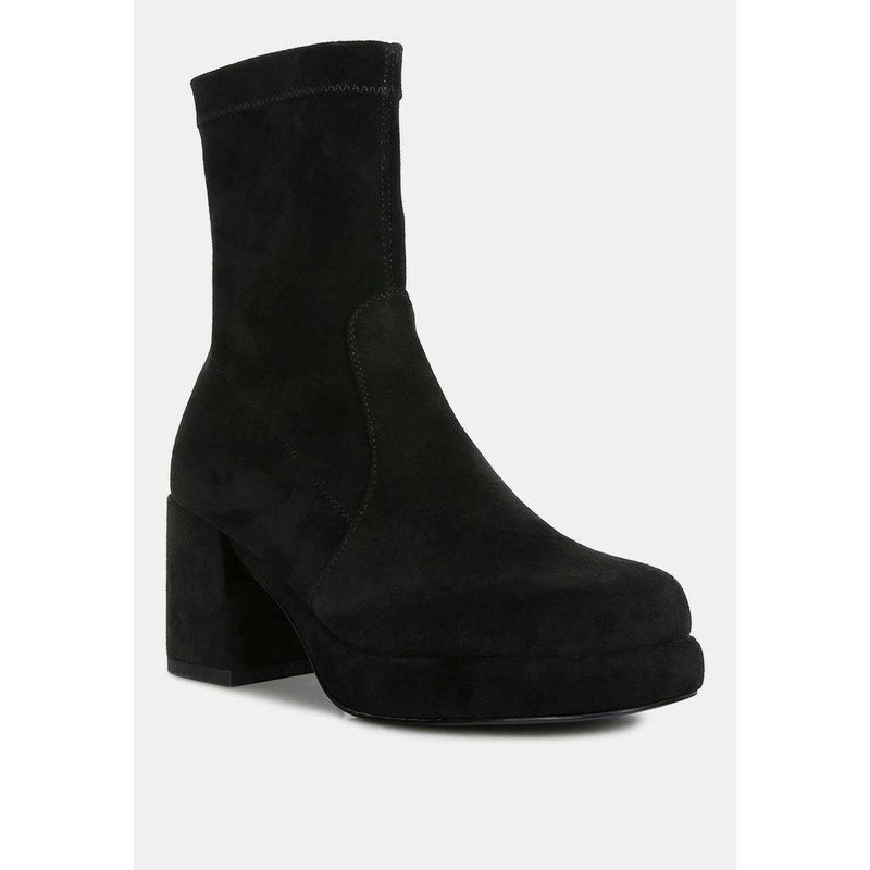 Two-Cubes Suede Platform Ankle Boots |  quirkitrendz.