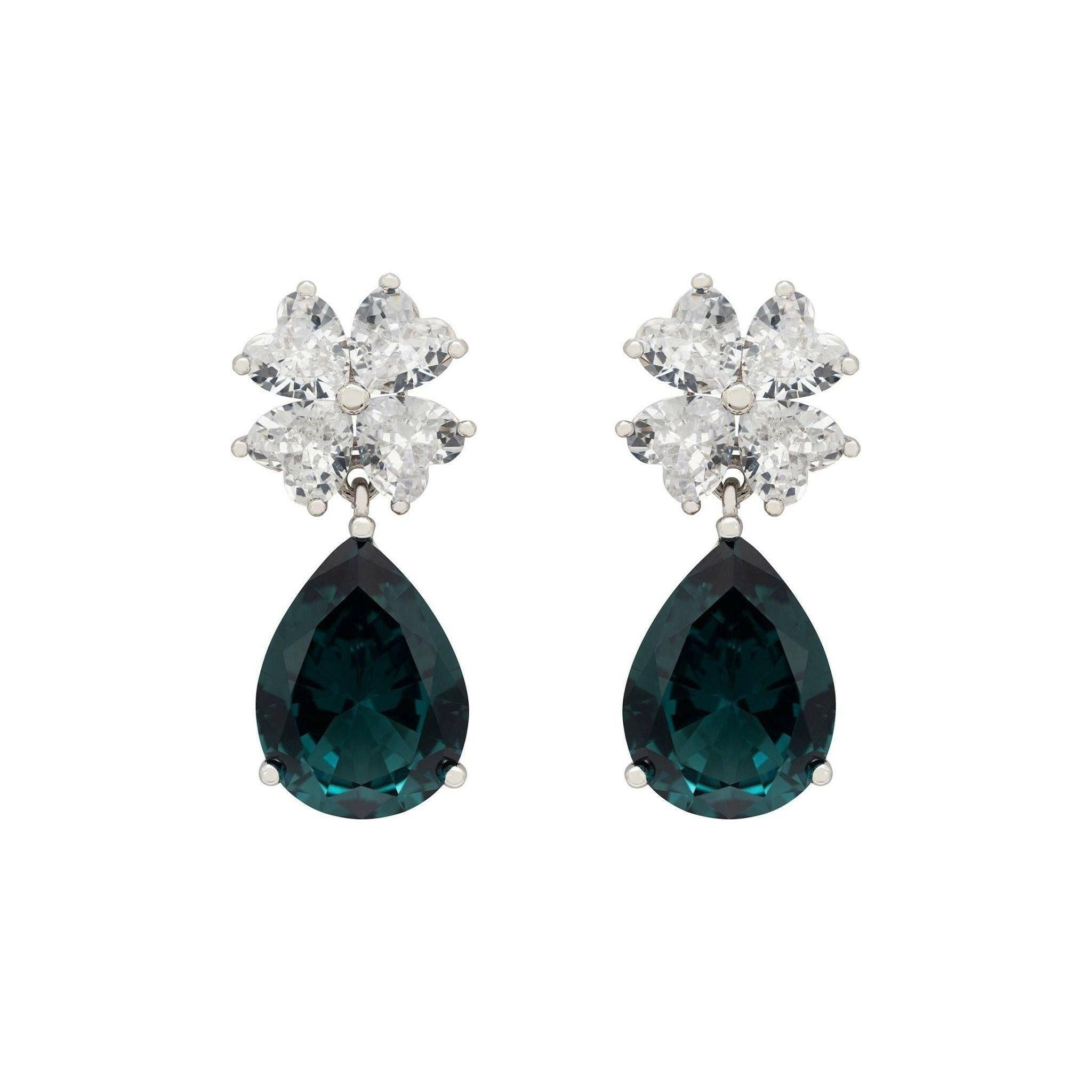 Victoria Teardrop Earrings Silver Petrol Tourmaline.