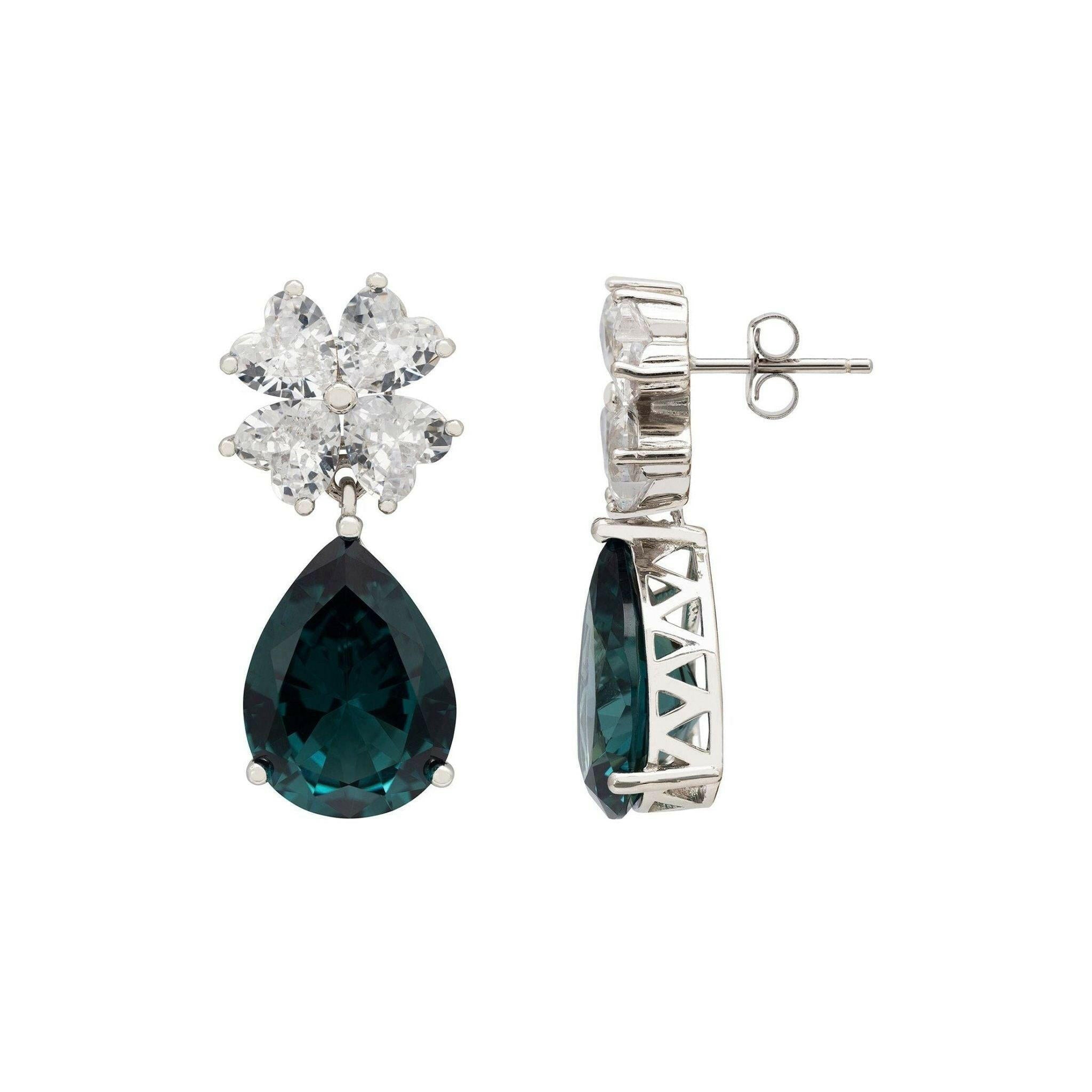 Victoria Teardrop Earrings Silver Petrol Tourmaline.