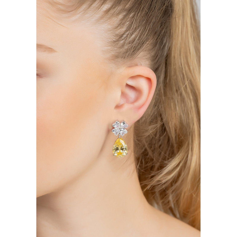 Victoria Teardrop Earrings Silver Yellow Topaz |  quirkitrendz.
