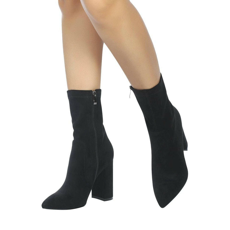 Zahara Faux Suede Block Heeled Boots |  quirkitrendz.